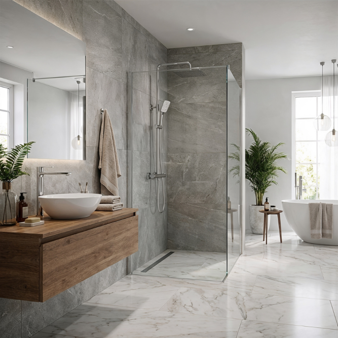 Ensemble mitigeur lavabo réhaussé + Colonne de douche - Couleur Chromée