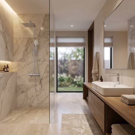 Ensemble mitigeur lavabo + Colonne de douche - Couleur Chromée