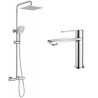 Ensemble mitigeur lavabo + Colonne de douche - Couleur Chromée