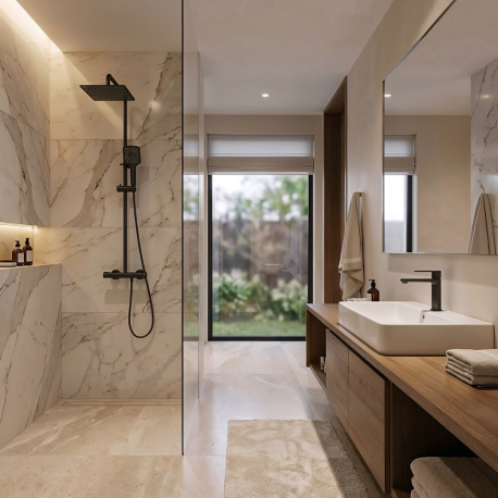 Ensemble mitigeur lavabo + Colonne de douche - Couleur Noir mat