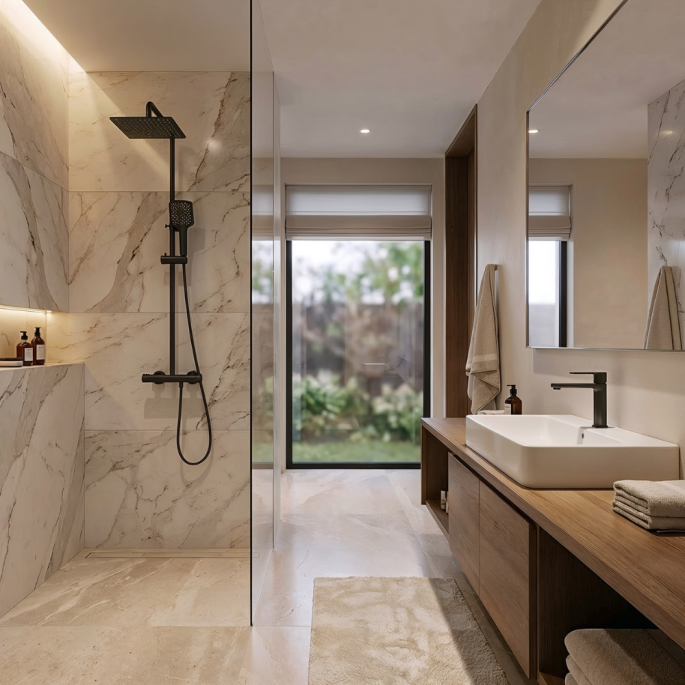 Ensemble mitigeur lavabo + Colonne de douche - Couleur Noir mat