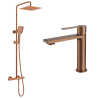 Ensemble mitigeur lavabo + Colonne de douche - Couleur Cuivre brossé