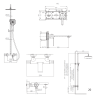 Mitigeur lavabo + Bonde avec trop plein + Colonne de douche + Mitigeur Bain + Support douchette Noir mat