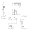 Mitigeur lavabo + Bonde avec trop plein + Colonne de douche + Mitigeur Bain + Support douchette Or brossé