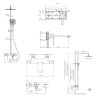 Mitigeur lavabo + Bonde sans trop plein + Colonne de douche + Mitigeur Bain + Support douchette Cuivre brossé