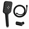Mitigeur lavabo + Bonde sans trop plein + Colonne de douche + Mitigeur Bain + Support douchette Noir mat