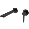Ensemble 2 Mitigeurs lavabo + 2 Bondes sans trop plein + Colonne de douche + Mitigeur Bain + Support douchette - Noir mat