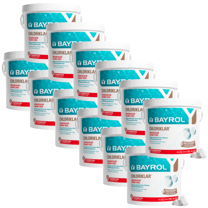Pack de 12 Chlore choc pastille Chloriklar 5 kg Bayrol