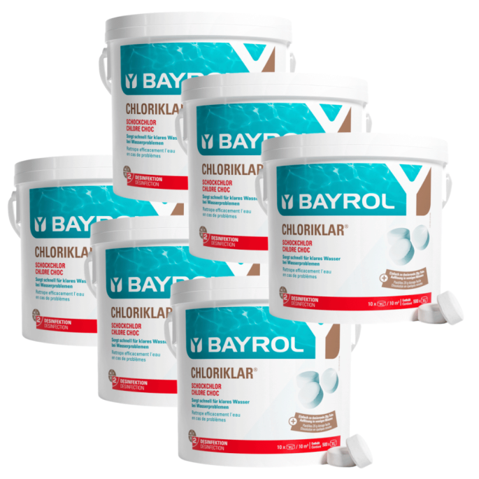 Pack de 6 Chlore choc pastille Chloriklar 5 kg Bayrol