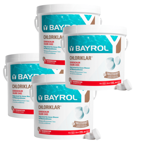 Pack de 4 Chlore choc pastille Chloriklar 5 kg Bayrol