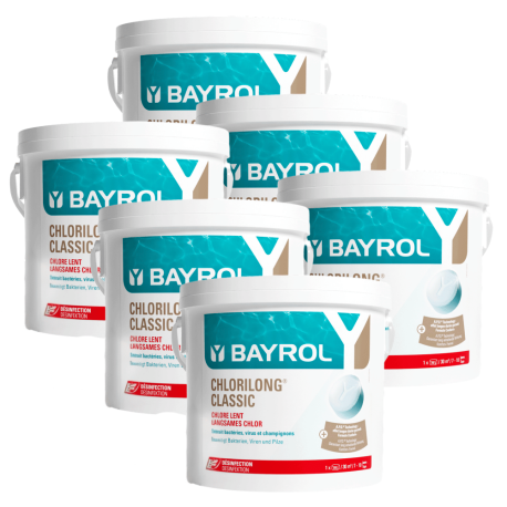 Pack de 6 Chlorilong Classic 5 kg - Galets de chlore Bayrol