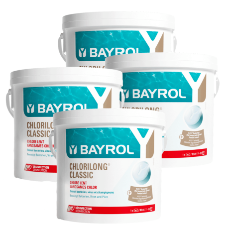 Pack de 4 Chlorilong Classic 5 kg - Galets de chlore Bayrol