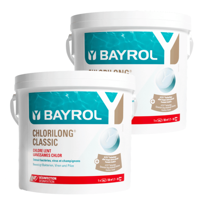 Pack de 2 Chlorilong Classic 5 kg - Galets de chlore Bayrol