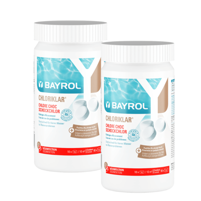 Pack de 2 Chlore choc pastille Chloriklar 1 kg Bayrol