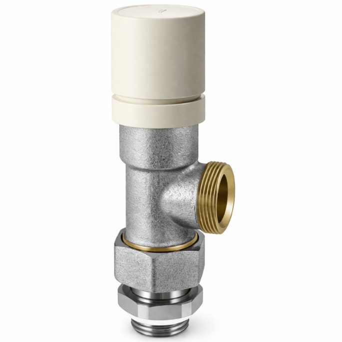 Robinet thermostatique 1/2 Equerre Inversé Mâle RBM avec tête thermostatique RBM