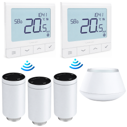 Pack 3 têtes connectées + centrale + 2 thermostats sans fils - Salus Pack 3 têtes connectées + centrale + 2 thermostats sans fils - Salus