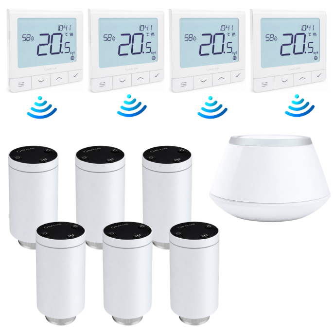 Pack têtes connectés + centrale + thermostat sans fils - Salus