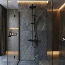 Colonne de douche thermostatique noire MIZ23 NE THEWA