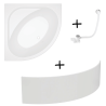 Pack baignoire d'angle + tablier + vidage - 135 x 135 cm - Blanc brillant