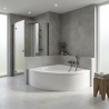 Pack baignoire d'angle + tablier + vidage - 135 x 135 cm - Blanc brillant