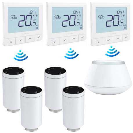 Pack têtes connectés + centrale + thermostat sans fils - Salus