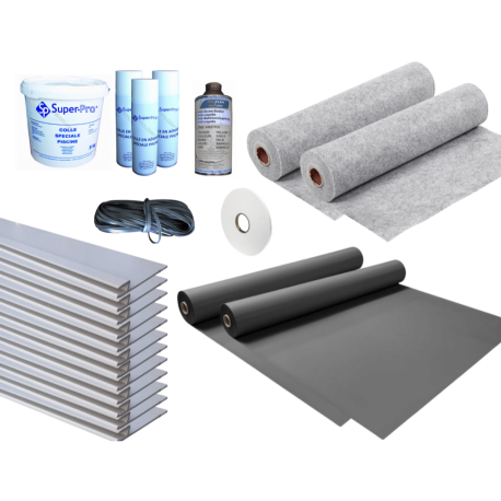 Kit bande armée (liner) feutre, rail et accessoires pour construction de piscine