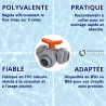 Vanne 3 voies en T Ø50 & Ø63 à coller