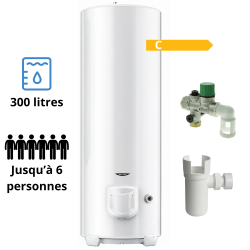 Pack chauffe-eau électrique 300 L Ariston Initio à résistance blindée sol + groupe + siphon