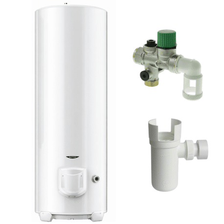 Pack chauffe-eau électrique 300 L Ariston Initio à résistance blindée sol + groupe + siphon