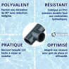Té réduit taraudé 90° D50 à visser 1/2"
