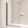 Pack douche italienne Noir : receveur 140x90 cm + colonne de douche + paroi fixe