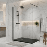 Pack douche à l’italienne Noir : receveur 120x80 cm + colonne de douche + paroi fixe