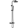Pack douche à l’italienne Noir : receveur 120x80 cm + colonne de douche + paroi fixe
