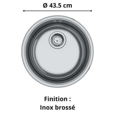 Évier sous plan 1 bac Ø 44 cm Rotondo 110-38 FRANKE