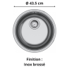 Évier sous plan 1 bac Ø 44 cm Rotondo 110-38 FRANKE