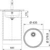Évier sous plan 1 bac Ø 44 cm Rotondo 110-38 FRANKE
