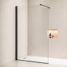 Pack douche italienne : receveur blanc 120x80 cm + colonne de douche noire + paroi fixe profilé noir