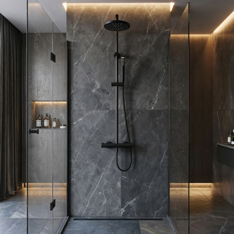 Colonne de douche thermostatique noire MIZ23 NE THEWA