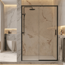 Paroi de douche coulissante 120x200 - Profilé noir Fluidheat