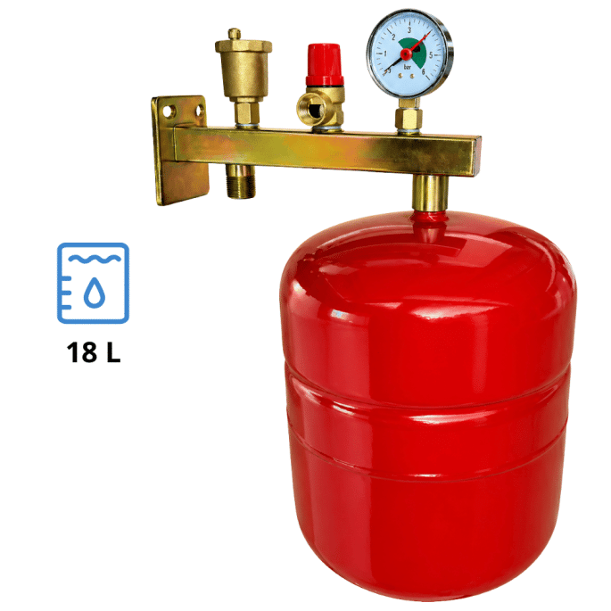 Pack potence équipée + vase d'expansion chauffage 18 litres Fluidheat