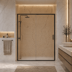 Paroi de douche coulissante 160x200 - Profilé noir Fluidheat