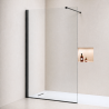 Pack douche à l’italienne Noir : receveur 120x80 cm + paroi fixe