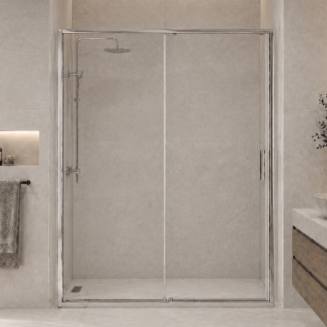 Paroi de douche coulissante 160x200 - Profilé chromé Fluidheat