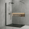 Pack douche à l’italienne Noir : receveur 140x90 cm + paroi fixe