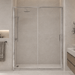 Paroi de douche coulissante 140x200 - Profilé chromé Fluidheat
