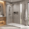 Pack douche fermée (entre deux murs) chromé : receveur 160x90 cm + paroi coulissante + paroi latérale fixe