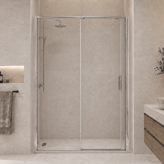 Paroi de douche coulissante 120x200 - Profilé chromé Fluidheat
