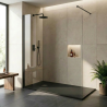 Pack douche à l’italienne Noir : receveur 160x90 cm + paroi fixe