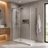 Pack douche fermée (entre deux murs) chromé : receveur 160x90 cm + paroi coulissante + paroi latérale fixe