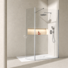 Pack douche italienne chromé : receveur blanc 160x90 cm + paroi fixe et volet mobile